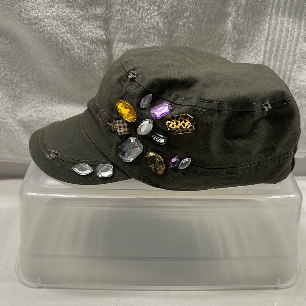 Embellished Women's Hat in Olive Green